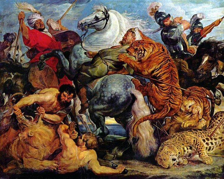 Питер Пауль Рубенс. «Охота на тигров и львов». 1618 г.