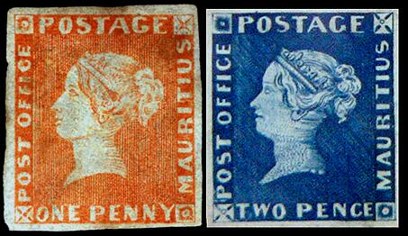 Почтовые марки Маврикия, Розовый и Голубой Маврикий, 1847 год, 1 пенни и 2 пенса, являются одними из самых редких и ценных почтовых марок в мире