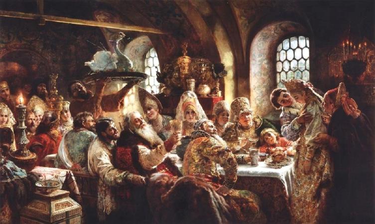 К.Е. Маковский, «Боярский свадебный пир в XVII веке», 1883 г., Музей Хилвуд, Вашингтон, США
