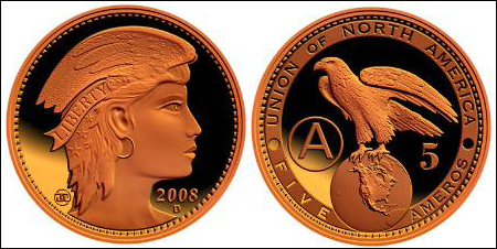Проект медной монеты 5 амеро (2008)