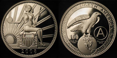 Проект серебряной монеты 100 амеро (2008)