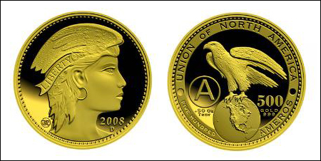 Проект золотой монеты 500 амеро (2008)
