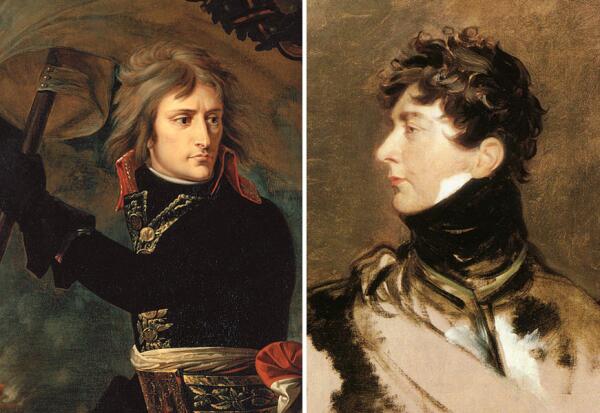 Чёрные шейные платки на портретах Наполеона I и Георга IV.