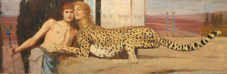 На своей картине «Искусство, или нежность сфинкса» (1896) Фернан Кнопф изобразил сфинкса с головой женщины и туловищем гепарда.
