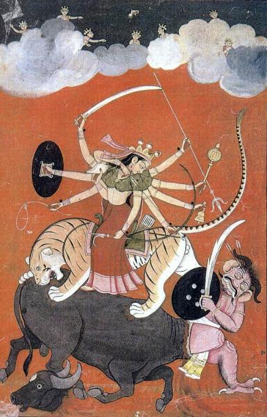 Индуистская богиня Дурги верхом на тигре