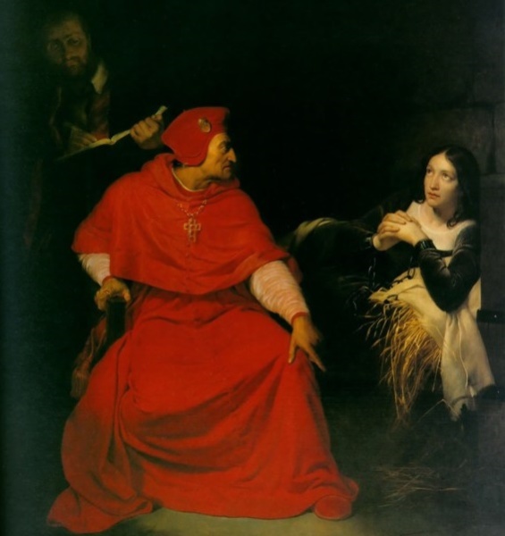 Поль Деларош, «Допрос Жанны кардиналом Винчестера», 1824 г.