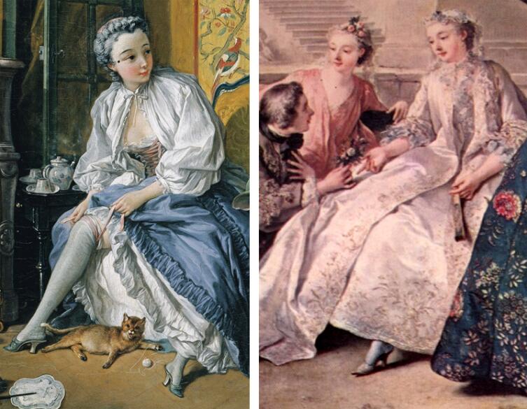 Пантуфли на картинах XVIII века: Ж. Ф. де Труа «Общество в парке» и Ф. Буше 