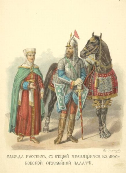 Сафьяновые сапоги у древнерусского воина и его жены