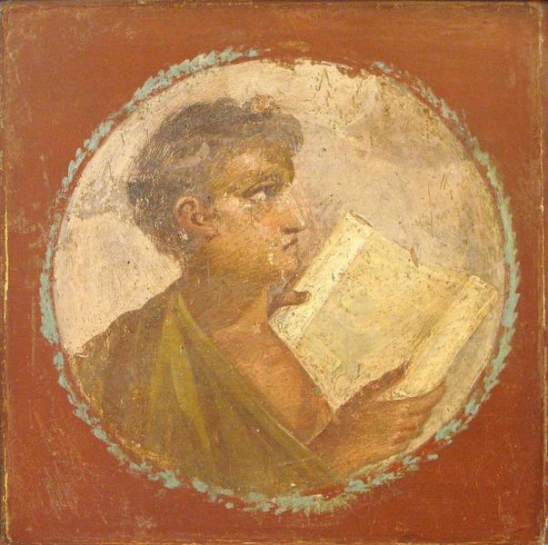 Человек со свитком на фреске из Геркуланума