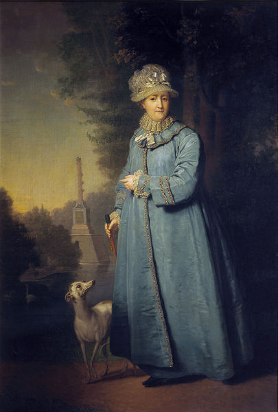 В. Боровиковский, «Екатерина II на прогулке в Царскосельском парке», 1794 г.