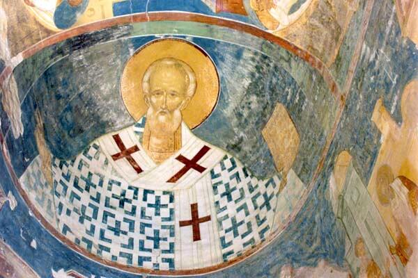 Святой Николай, фреска собора Ферапонтова монастыря работа Дионисия, 1502 г.