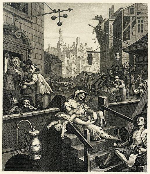 Уильям Хогарт, «Улица джина», 1751 г.