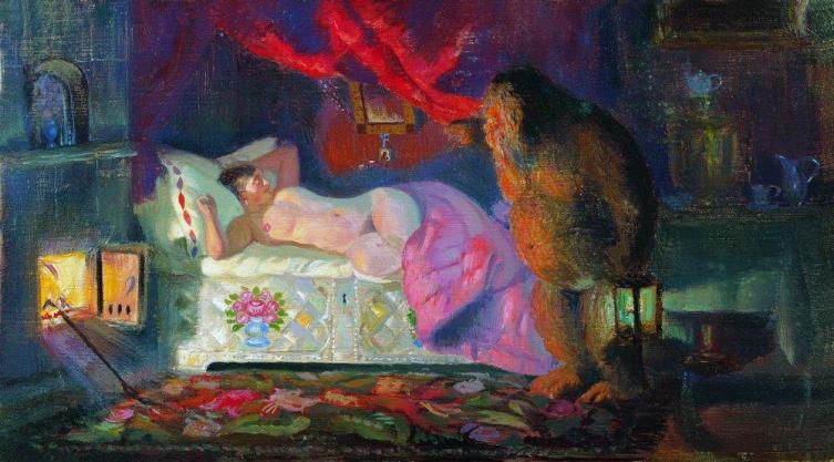 Картина Бориса Кустодиева «Купчиха и домовой», 1922