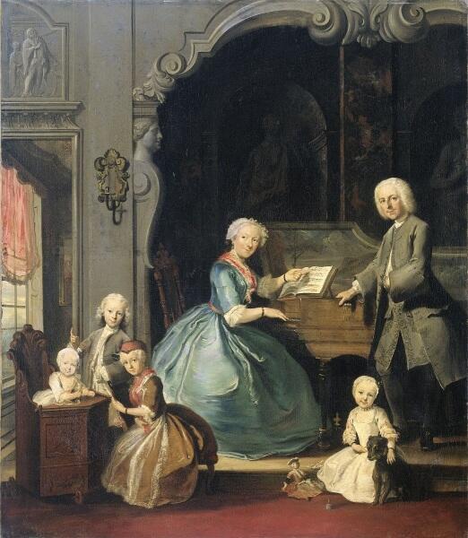 Корнелис Трост, «Семья у клавесина», 1739 г.
