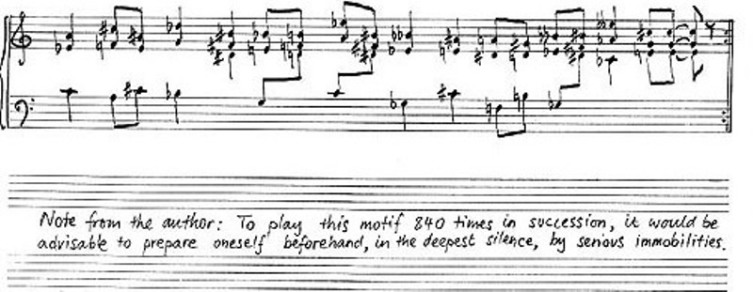 В его пьесе «Досада» небольшую  музыкальную тему необходимо повторить 840 раз!