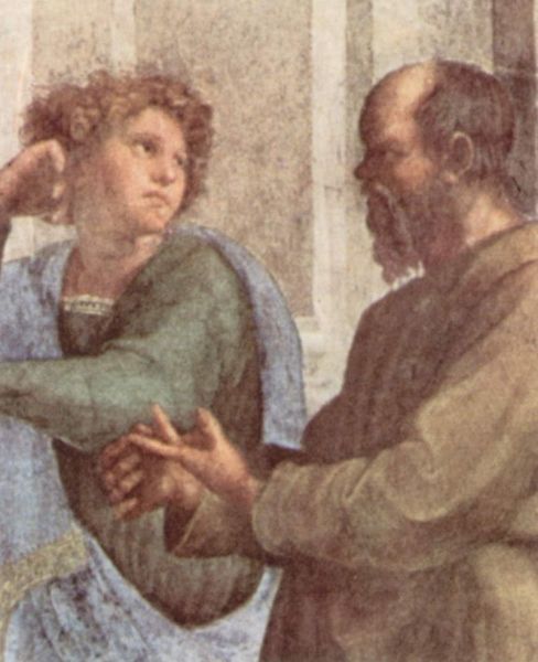 «Сократ и молодой Эсхин», фрагмент фрески Рафаэля «Афинская школа» в Ватикане