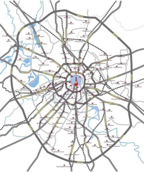 Карта Москвы основные дороги и станции метро