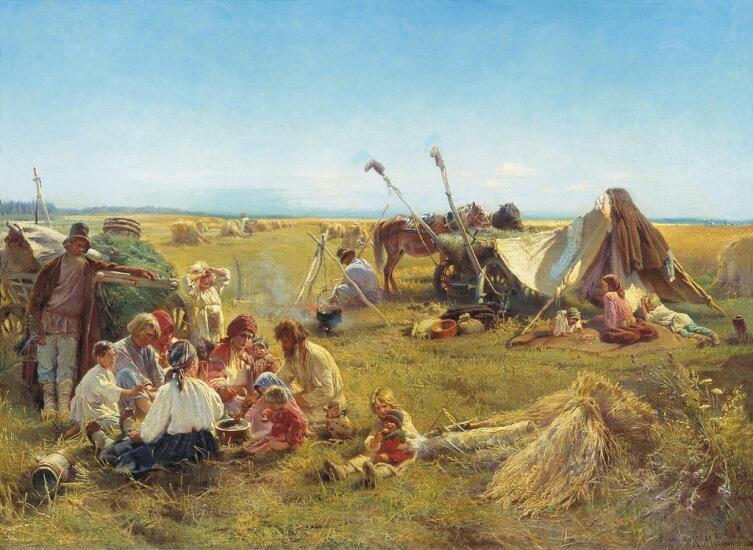 К. Е. Маковский, «Крестьянский обед в поле», 1871 г.