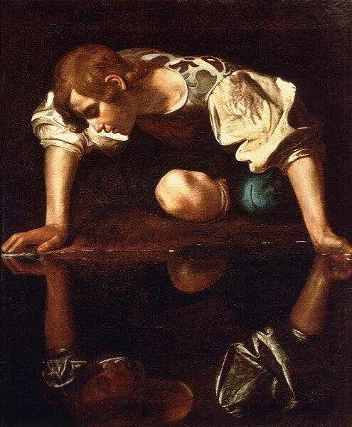 Караваджо, «Нарцисс у ручья», 1597-1599 г.