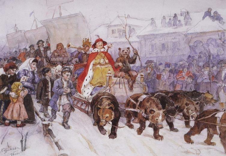 В. И. Суриков, «Большой маскарад в 1772 году на улицах Москвы», 1900 г.