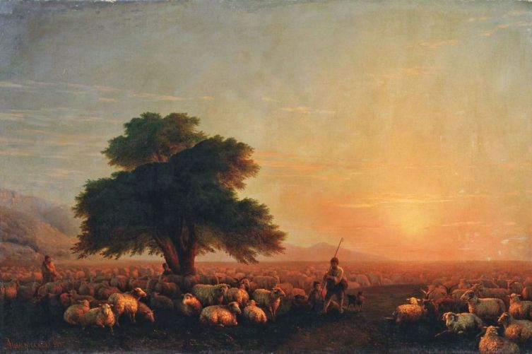 И. К. Айвазовский, «Пастухи со стадом при закате солнца», 1857 г.