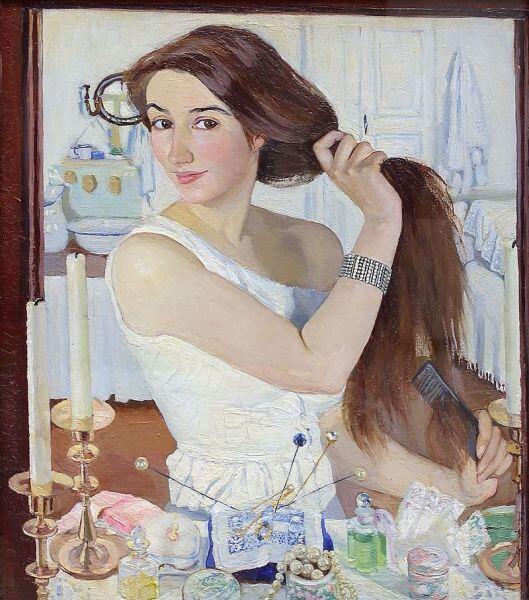 З. Е. Серебрякова, «За туалетом. Автопортрет», 1909 г.