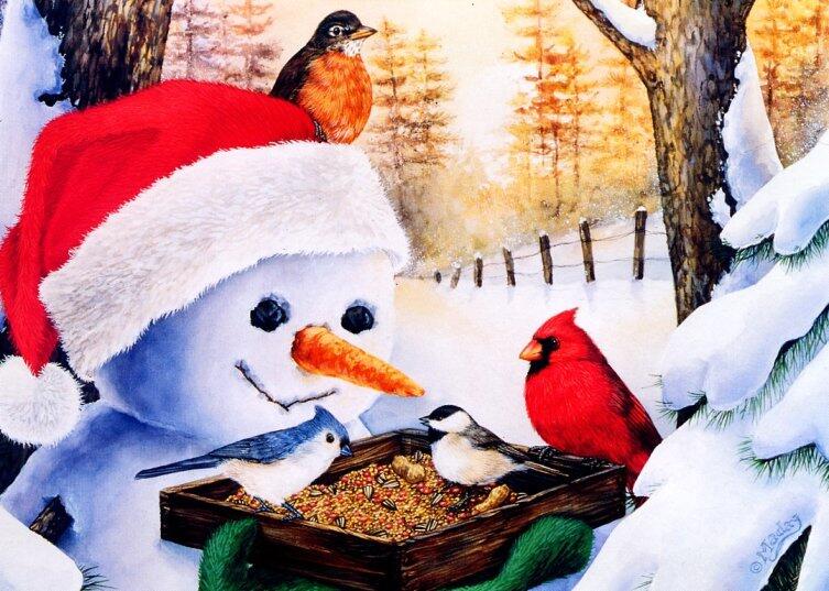 Джейн Мадай, «Снеговик с птичьей кормушкой»