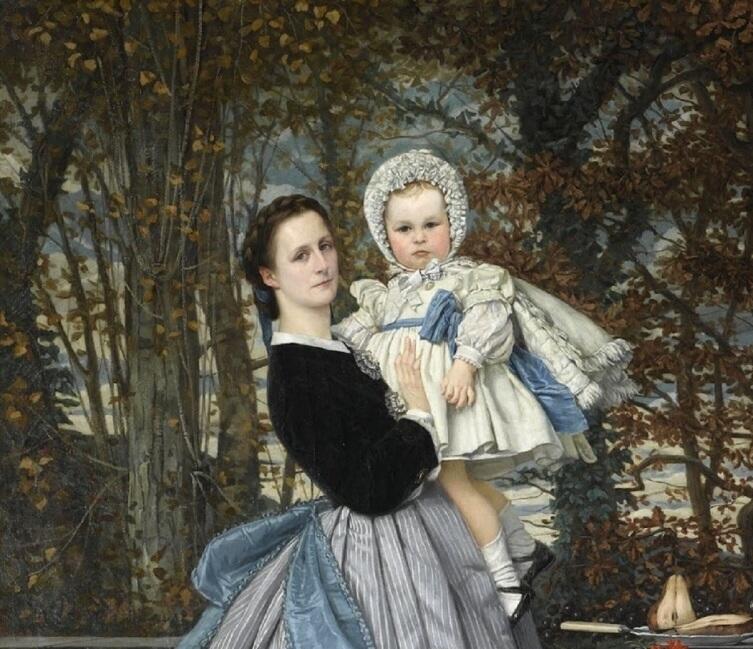 Джеймс Тиссо, «Портрет маркиза и маркизы Мирамон», фрагмент «Маркиза с дочерью», 1865 г.