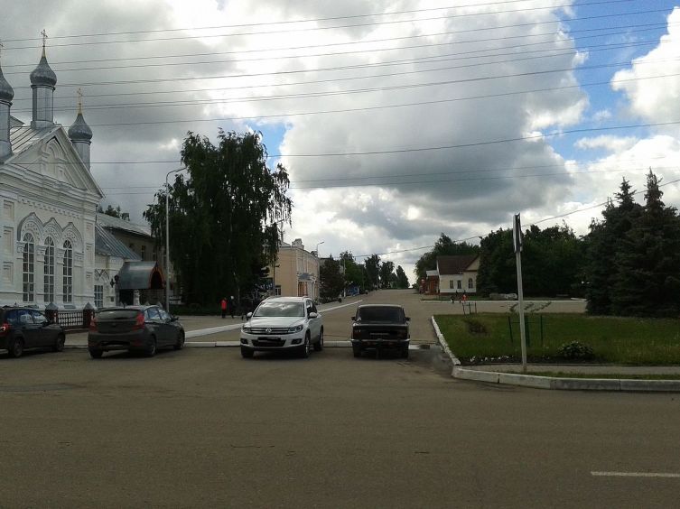 Вид на улицу Гагарина с улицы Московской, город Инсар, Республика Мордовия