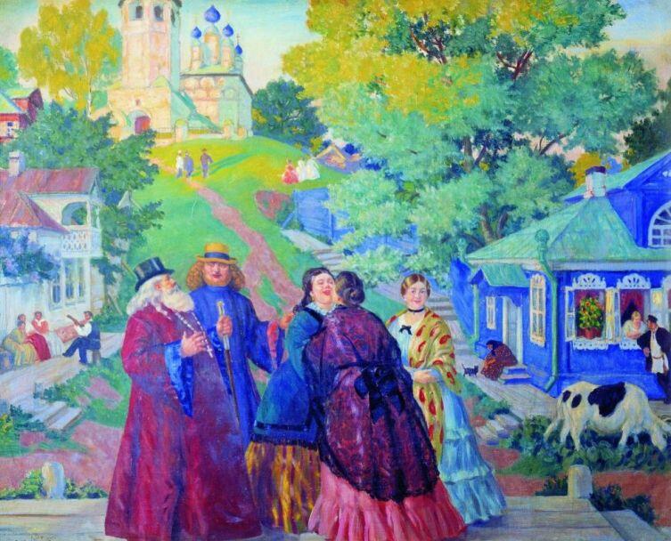 Б. М. Кустодиев, «Встреча. Пасхальный день», 1917 г.
