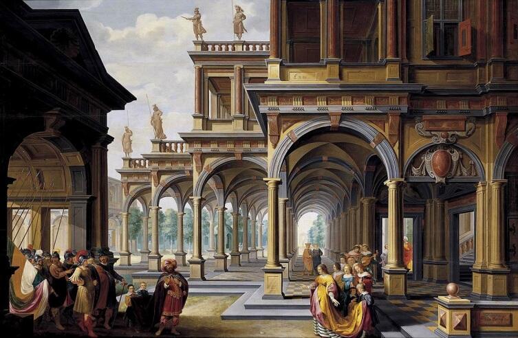 Дирк ван Делен, «Архитектурная фантазия с Иефаем и его дочерью», 1633 г. Источник: artchive.ru