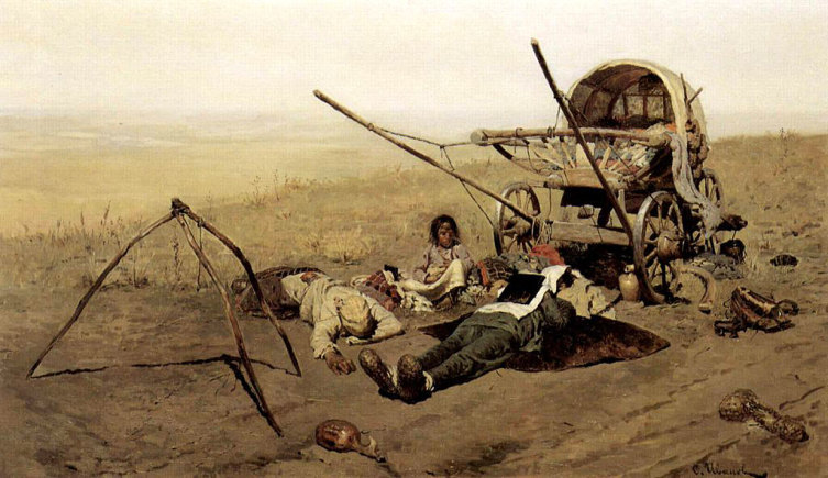 С. В. Иванов,  «В пути. Смерть переселенца», 1889 г.