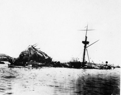 Остов «Мэна» после взрыва, 1898 г.