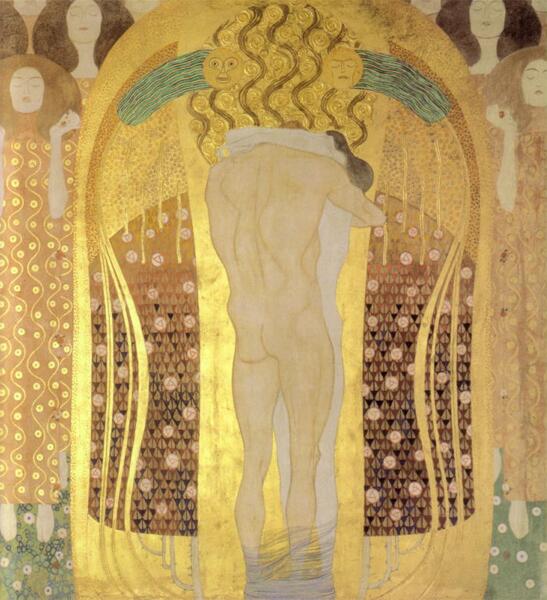 Густав Климт, «Бетховен Фриз: Ода радости. Искра бога (фрагмент)», 1902 г.