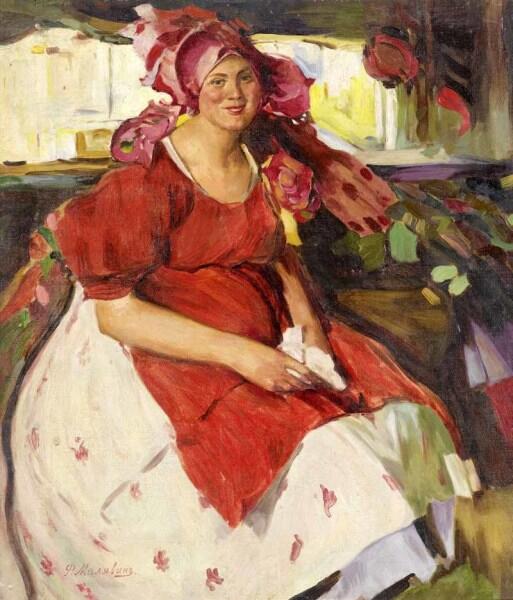 Ф. А. Малявин, «Женщина в красном фартуке», фрагмент, 1900-е гг.