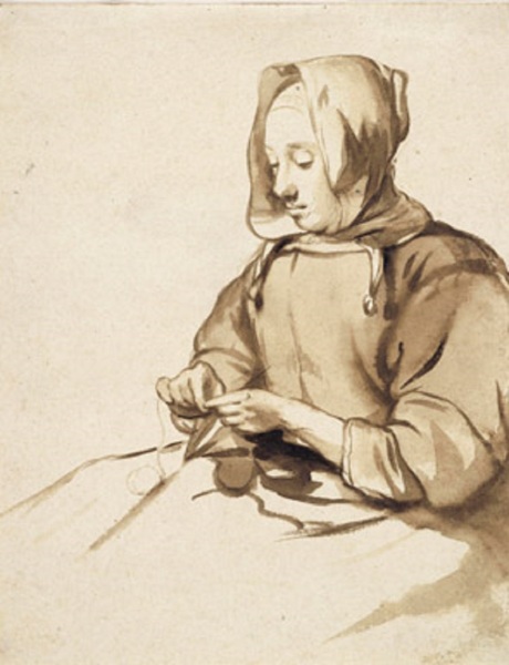 Гербранд Ван ден Экхоут, « Женщина за рукоделием», 1670 г.