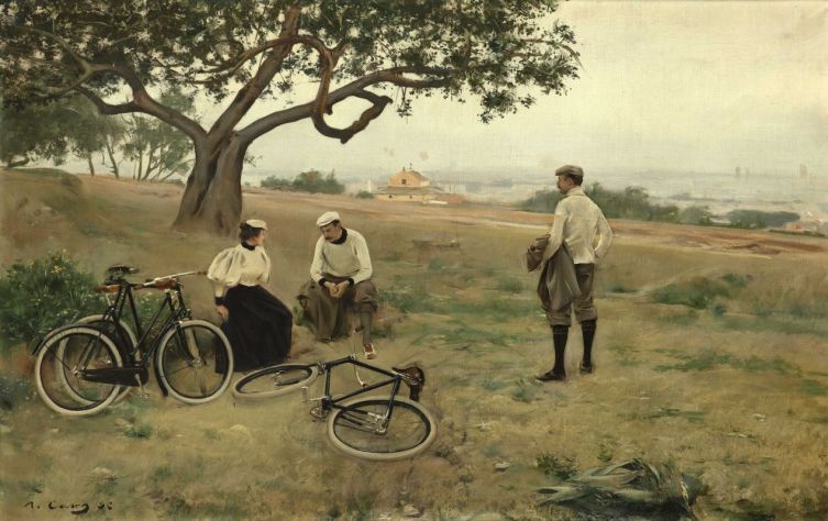 Рамон Касас Карбо, «Отдыхающие велосипедисты (Отставшие велосипедисты)», 1896 г.