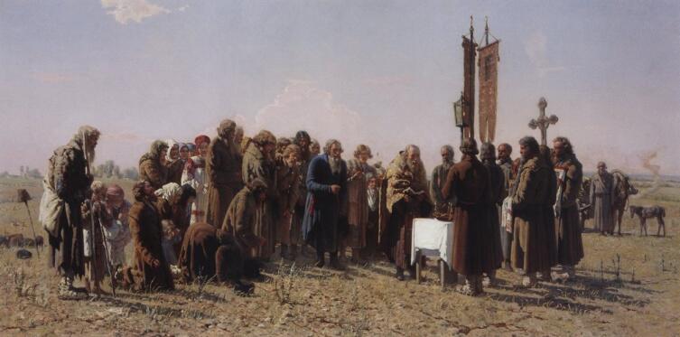Г. Г. Мясоедов, «Молебен во время засухи», 1880 г.
