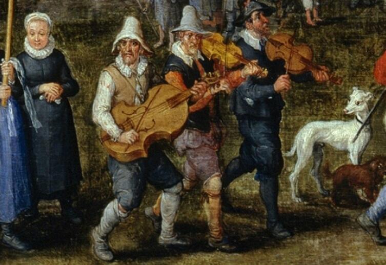 Ян Брейгель Старший, «Деревенская свадьба», фрагмент «Музыканты», 1612 г.