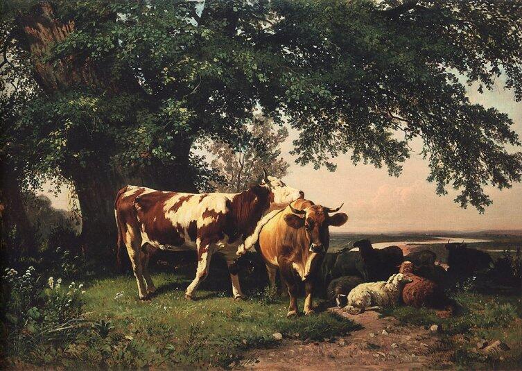 И. И. Шишкин, «Стадо под деревьями», 1864 г.