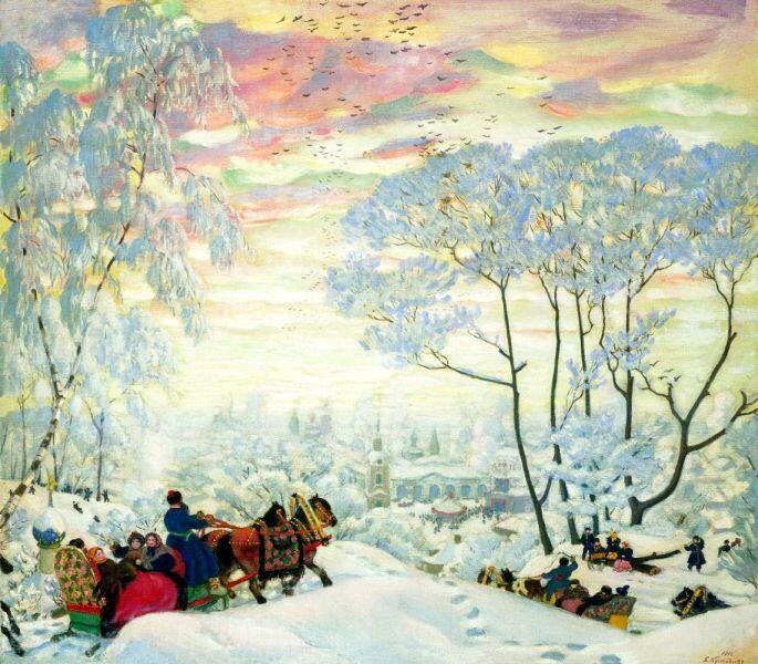 Б. М. Кустодиев, «Зима» вариант картины «Масленица», 1916 г.