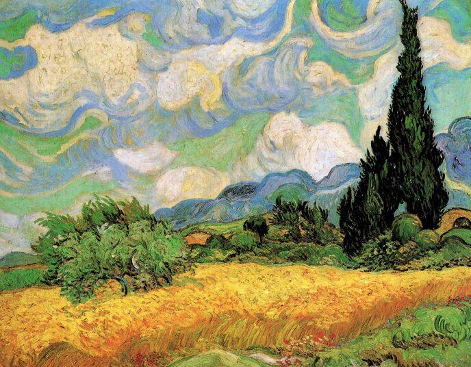 Винсент ван Гог, «Пшеничное поле с кипарисами»