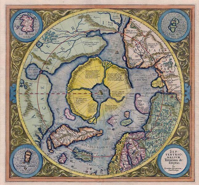  Арктический континент на карте Герарда Меркатора 1595 г.