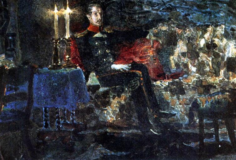 М. Врубель, «Портрет офицера (Печорин на диване)», 1889 г.