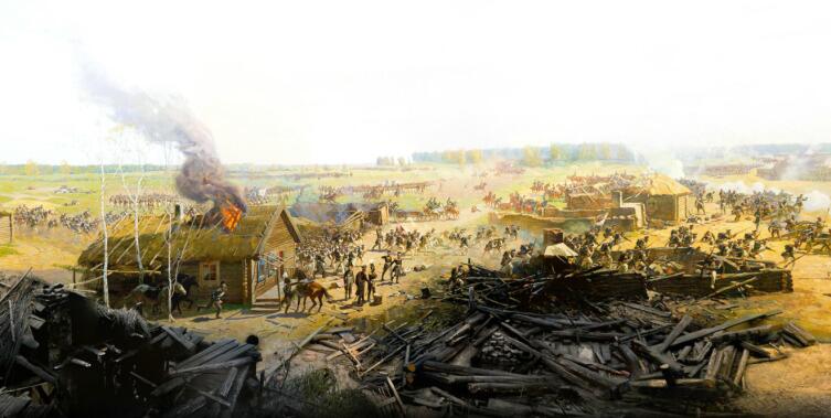 Фрагмент панорамы Бородинского сражения, картины Франца Рубо
