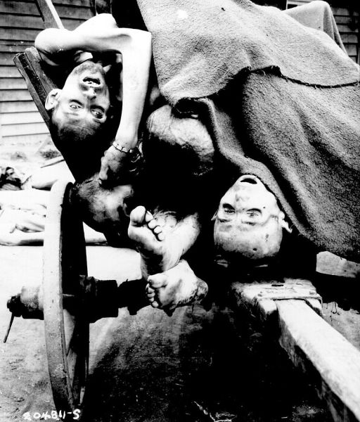  Несколько тел узников в концентрационном лагере Маутхаузен-Гузен, Австрия. Заключённых заставляли работать на каменоломне, пока они не становились слишком слабы, тогда их убивали