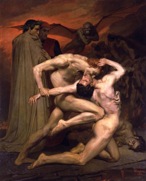 Адольф Вильям Бугро, «Данте и Вергилий в аду», 1850 г.