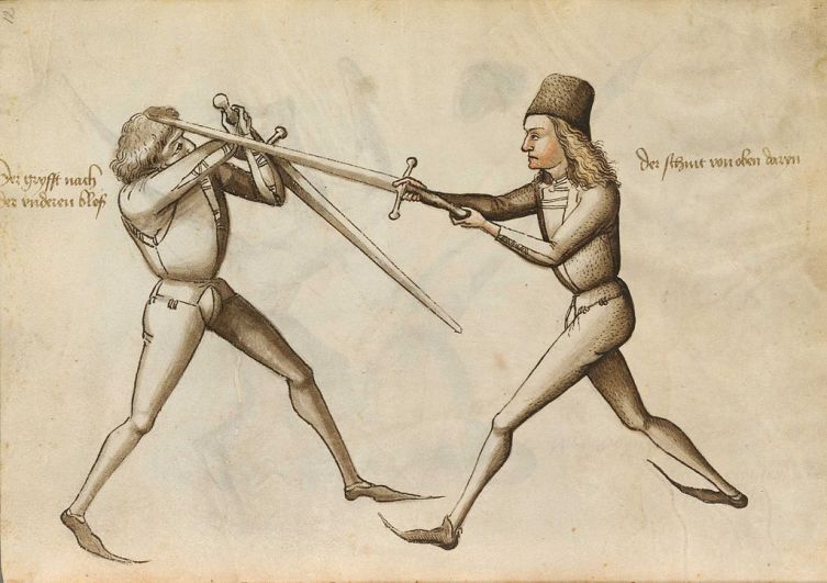 Страница из учебника по фехтованию XV века
