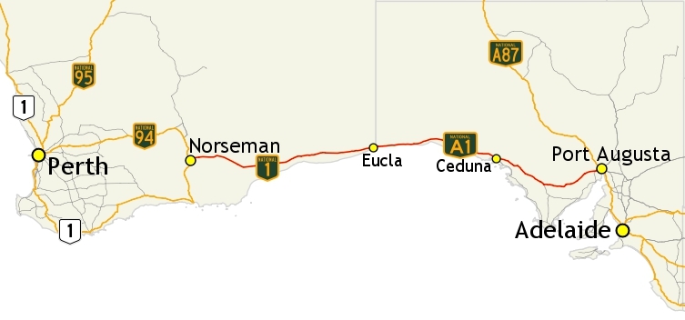Eyre Highway на карте