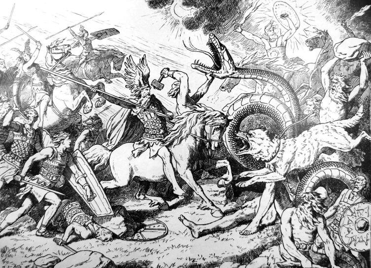 Последняя битва - Рагнарёк (рисунок Йоханнеса Гертса)